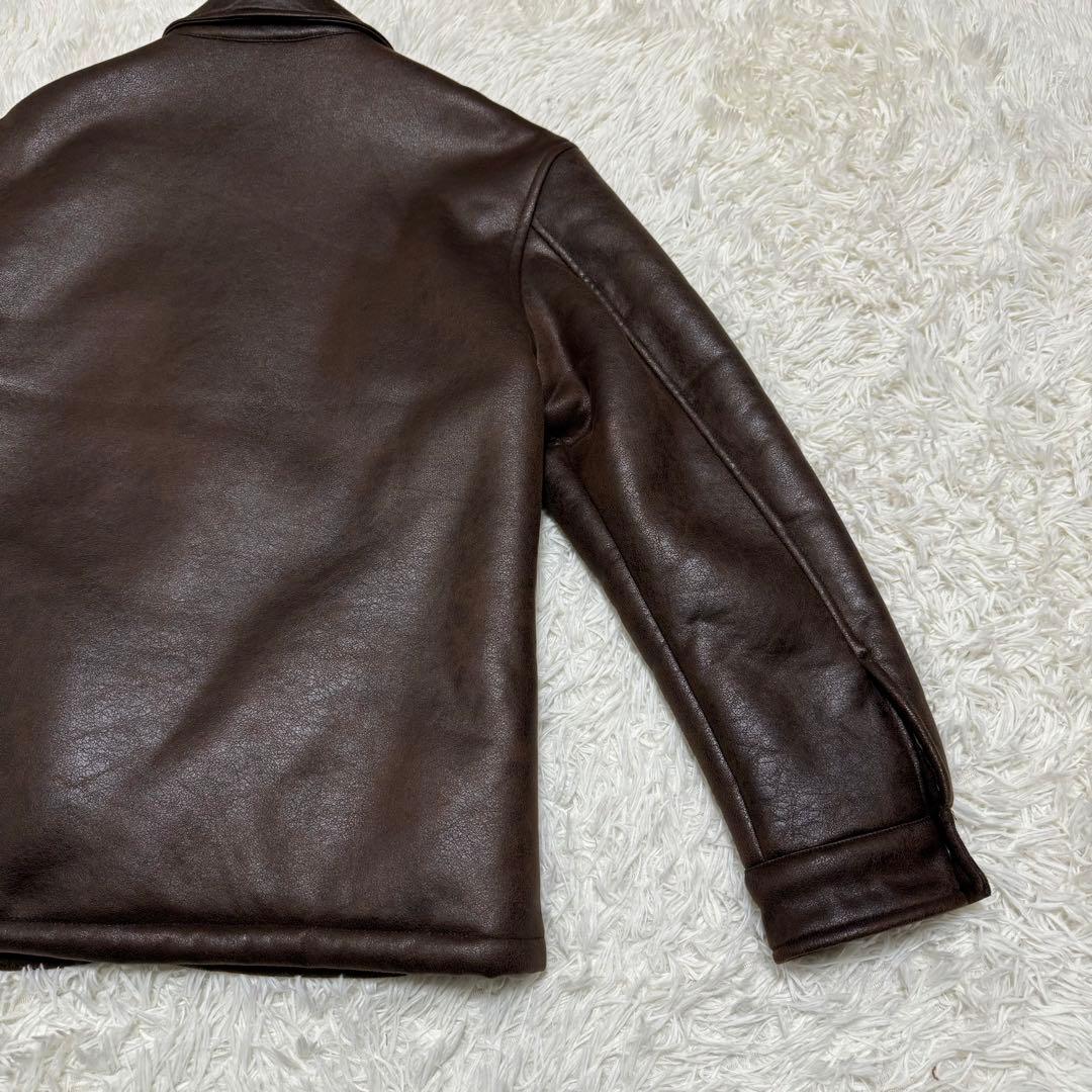 極美品　未使用級　ZARA ザラ　ダブルフェイスオーバーシャツ　裏ボア　ブラウン