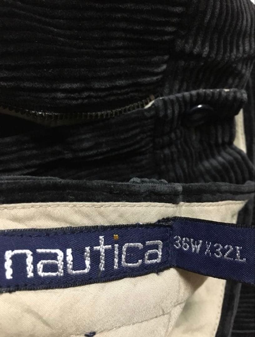 90s nautica ノーティカ コーデュロイパンツ ブラック 2タック