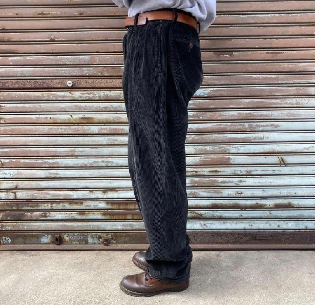 90s nautica ノーティカ コーデュロイパンツ ブラック 2タック