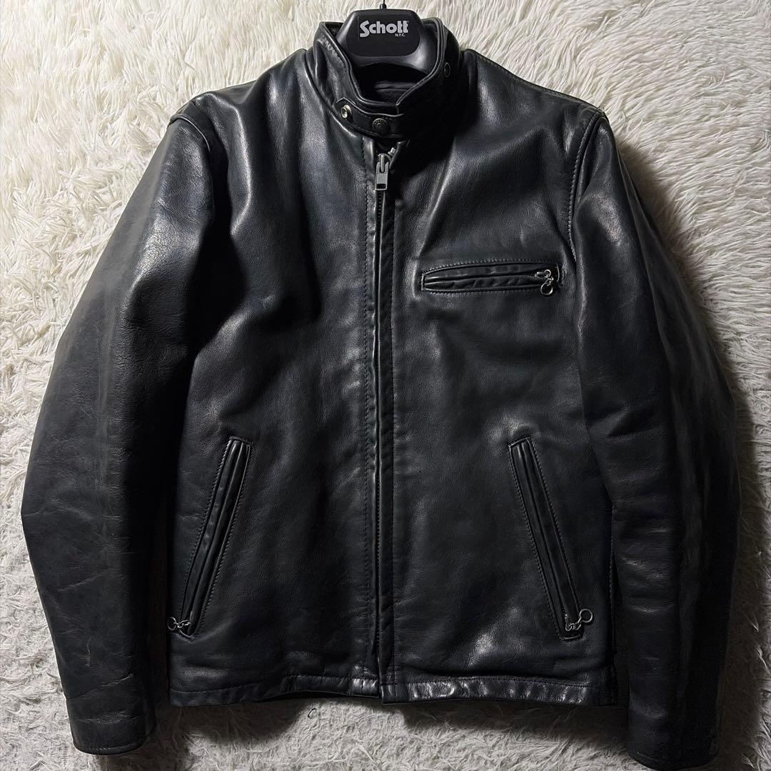 【米国製】schott ライダースジャケット 141 本革　ブラック　36