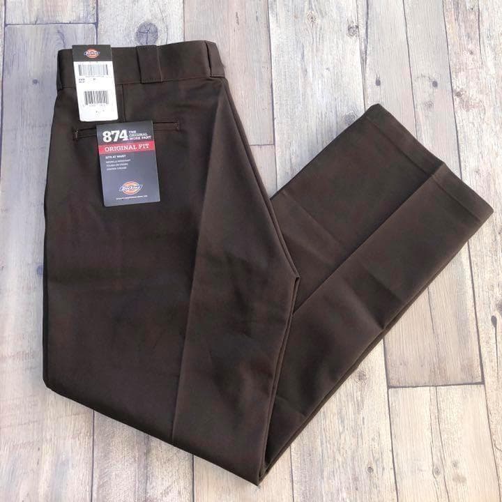 【新品】38×32 ダークブラウン ディッキーズ 874 ワークパンツ