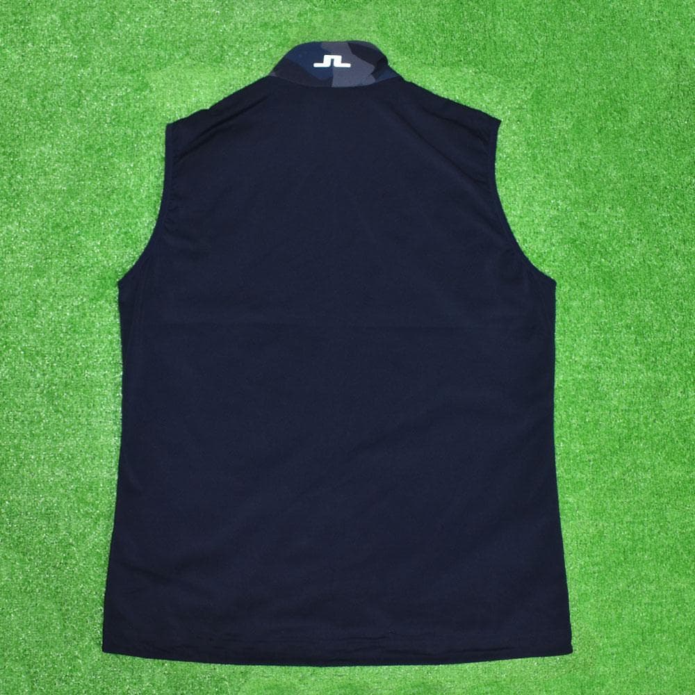 J.LINDEBERG/ゴルフ ジップベスト【ネイビーカモ/XL】新品！
