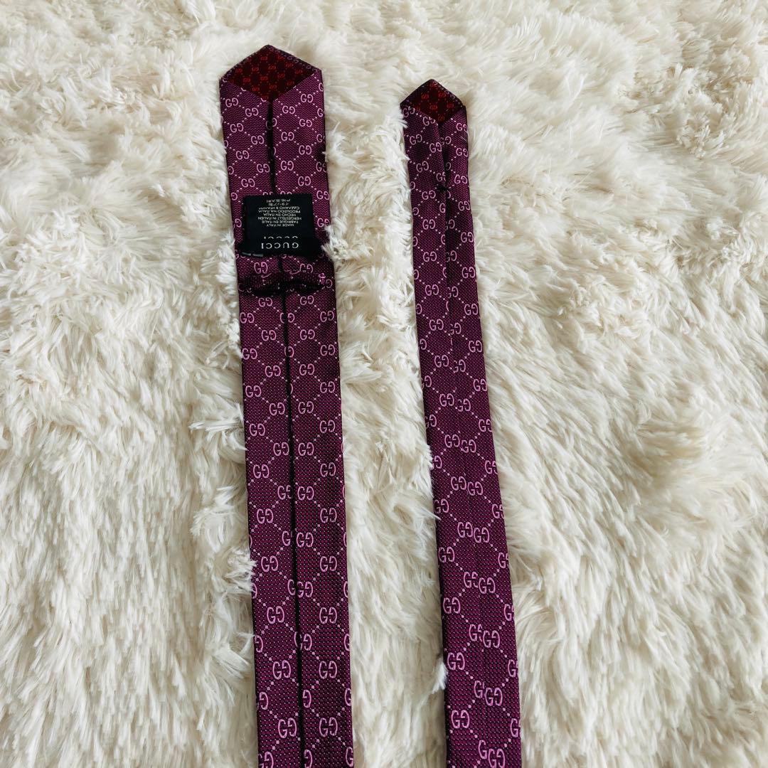 タイラGUCCI グッチ GGロゴ ネクタイ パープル シルク イタリア製