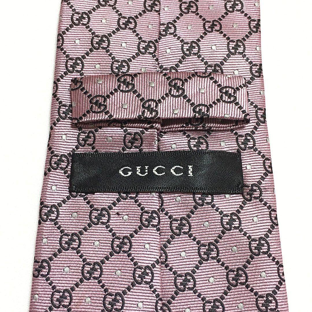 未使用級 グッチ GUCCI ネクタイ パープルピンク GG柄 総柄 ダブルG