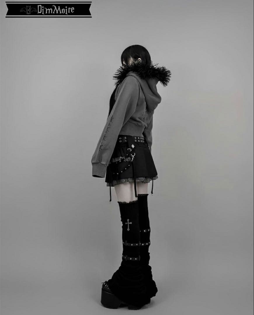 【未使用・タグ付き】DimMoire ファーフードGothicパーカー グレー