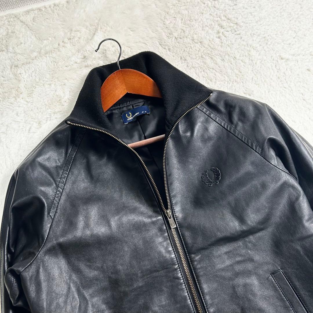 超希少✨FRED PERRY やぎ革　レザージャケット　トラックジャケット　黒