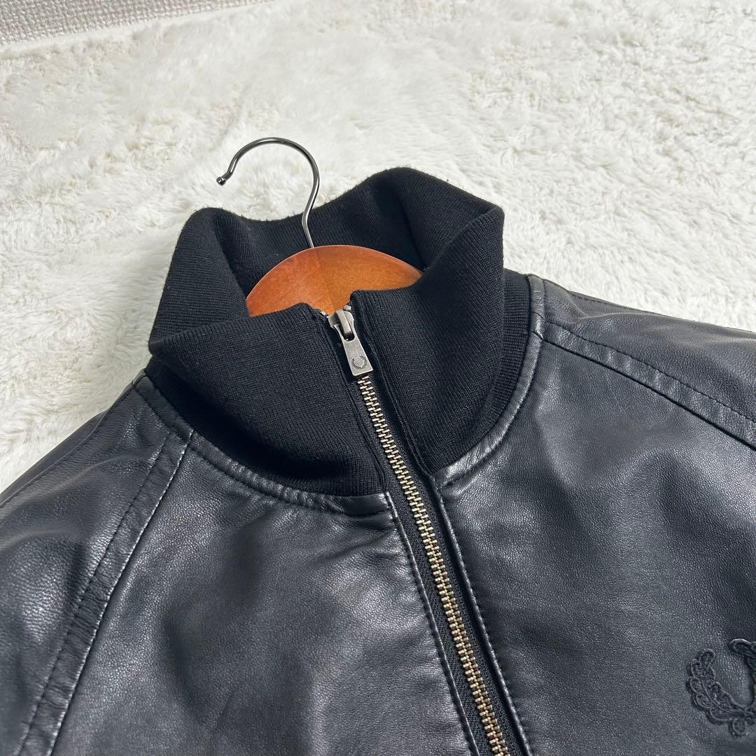 超希少✨FRED PERRY やぎ革　レザージャケット　トラックジャケット　黒