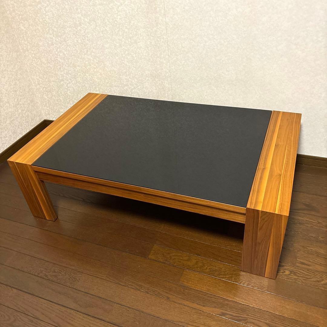 【美品】Hulsta ローテーブル ウォールナット ブラックガラス