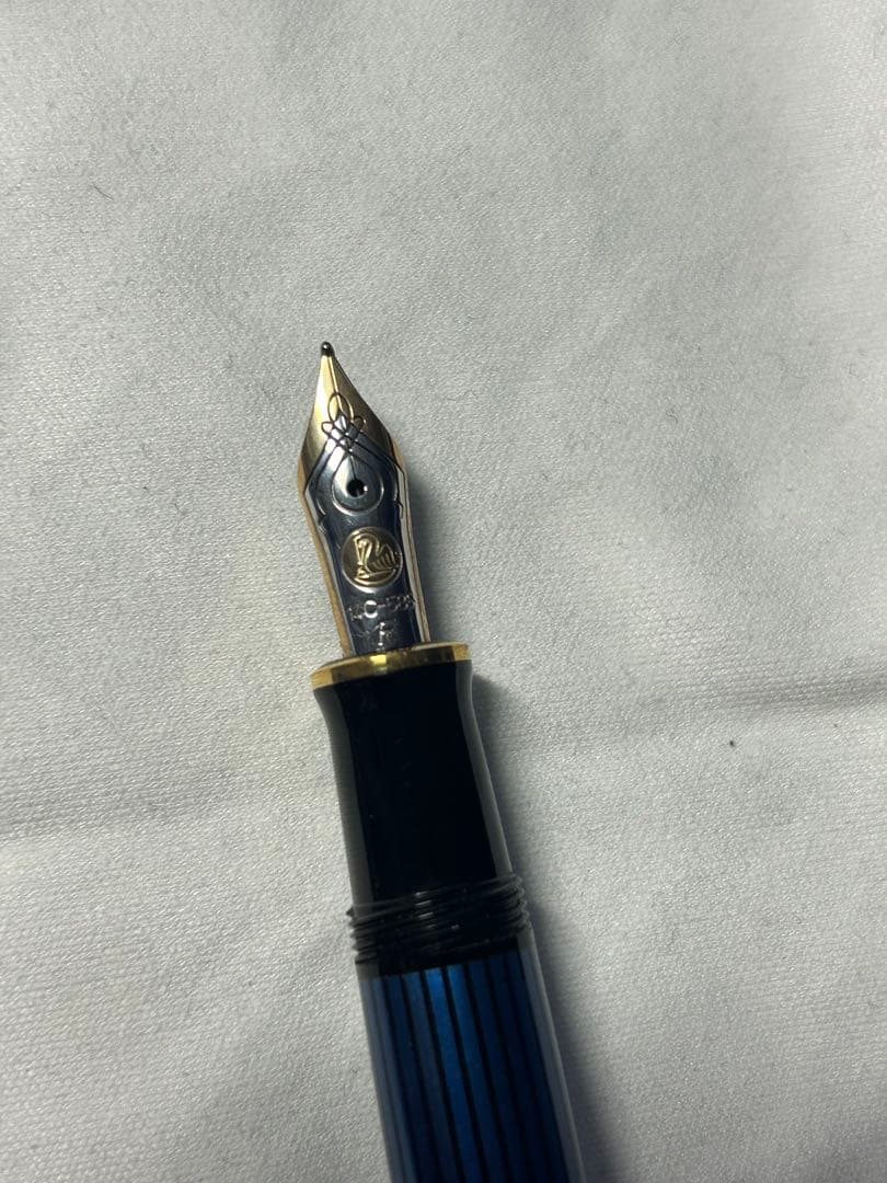 Pelikan M400青縞　14金F(細字) オレンズネロ0.3、グラフギア赤