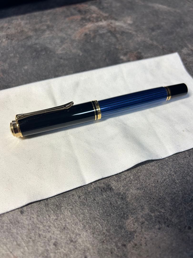 Pelikan M400青縞　14金F(細字) オレンズネロ0.3、グラフギア赤