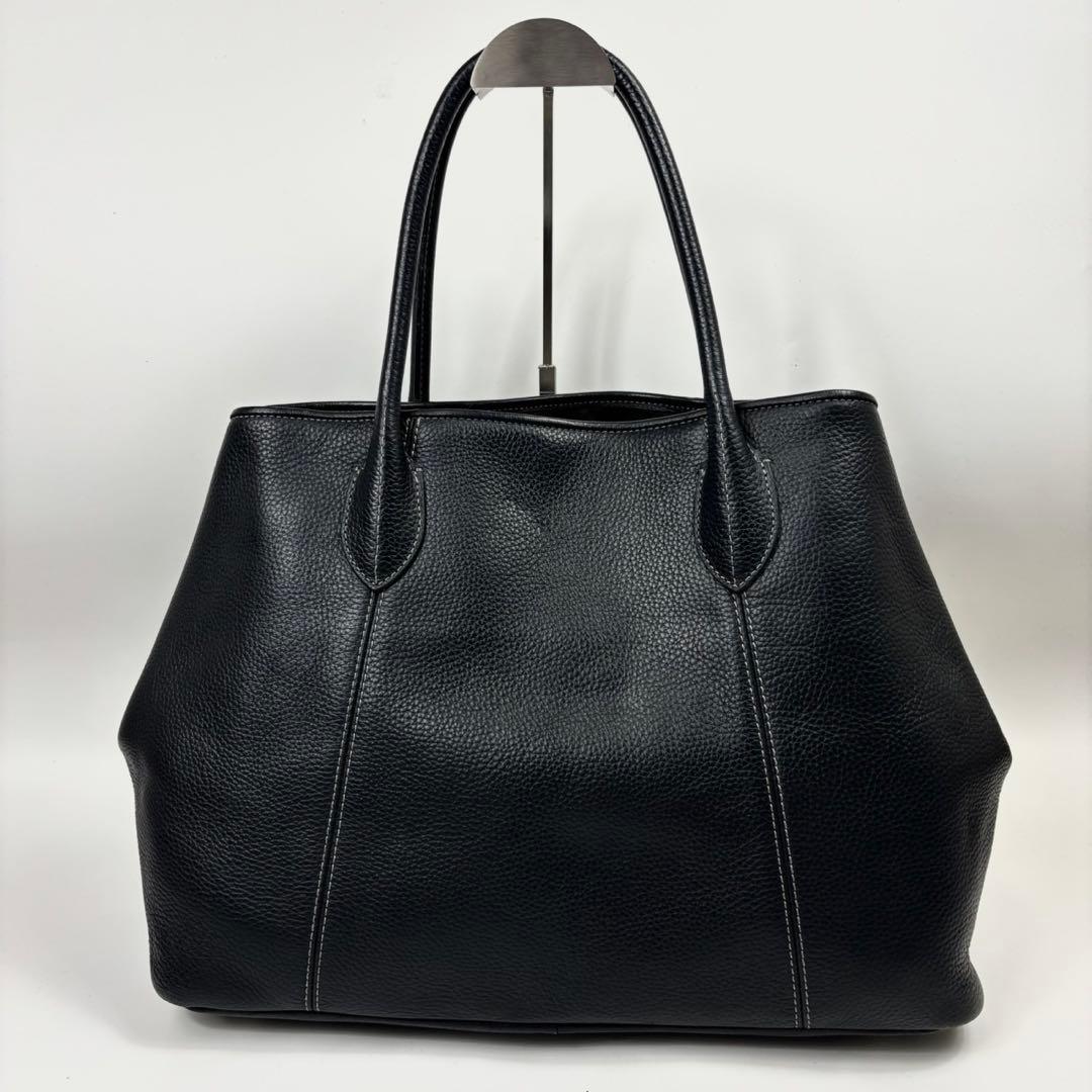 美品✨ユナイテッドアローズ トートバッグ シボ 本革 A4可 大容量 通勤　紺色