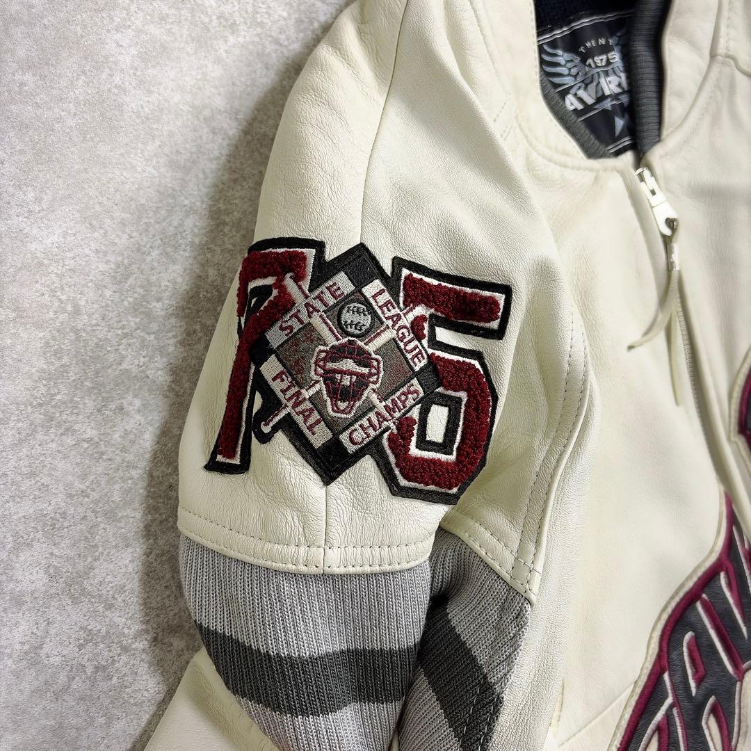 AVIREX XXLレザースタジャン レザージャケット 本革バーシティジャケット