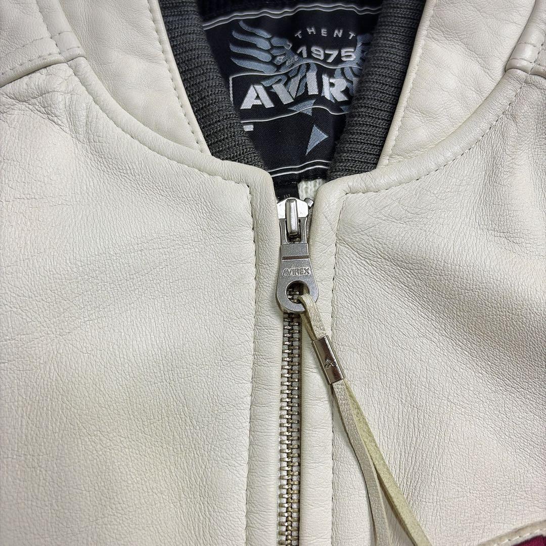 AVIREX XXLレザースタジャン レザージャケット 本革バーシティジャケット