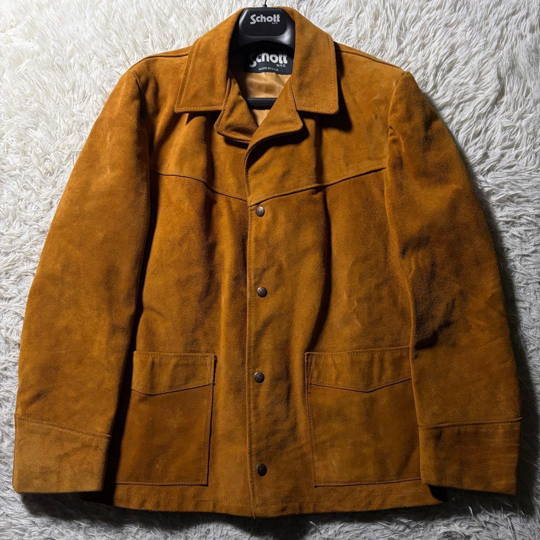 【米国製】schott Western Suede Jacket キャメル　40