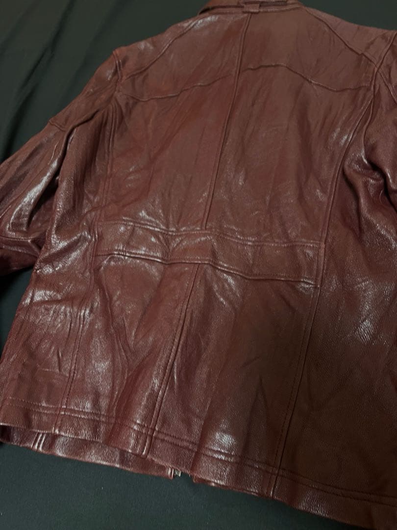 00s Goat leather bloody jacket ダブルジップ