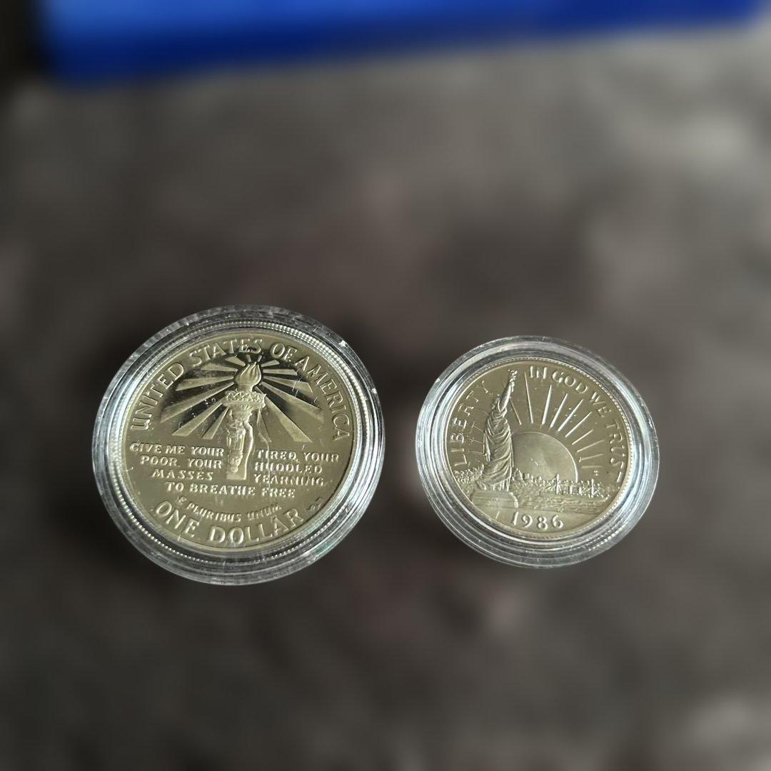【銀貨】1986年 自由の女神 100周年記念 2種セット プルーフ硬貨