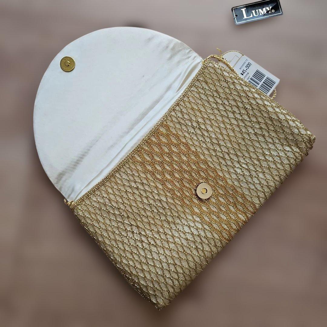 ☆LUMY☆はしもとゴールドビーズ刺繍パーティーバッグ☆未使用☆