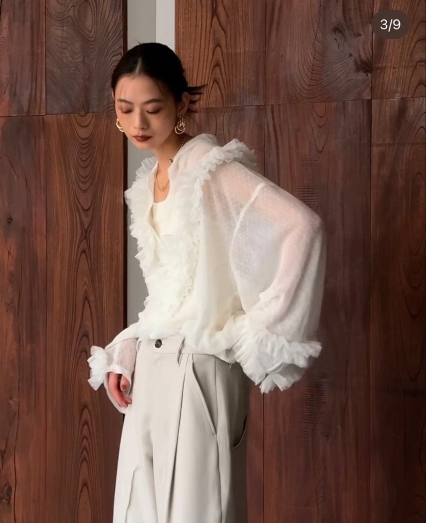 Knuth Marf tulle design blouse white 新品