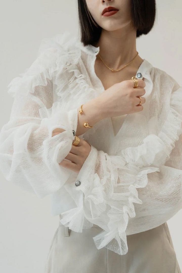 Knuth Marf tulle design blouse white 新品