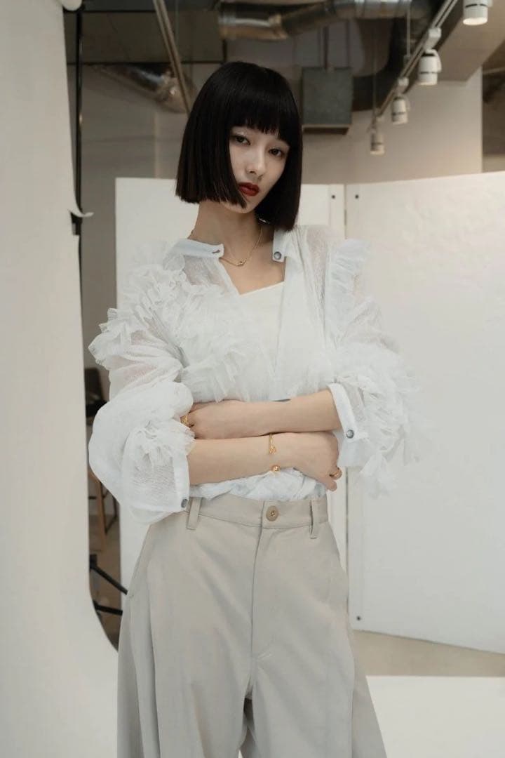 Knuth Marf tulle design blouse white 新品