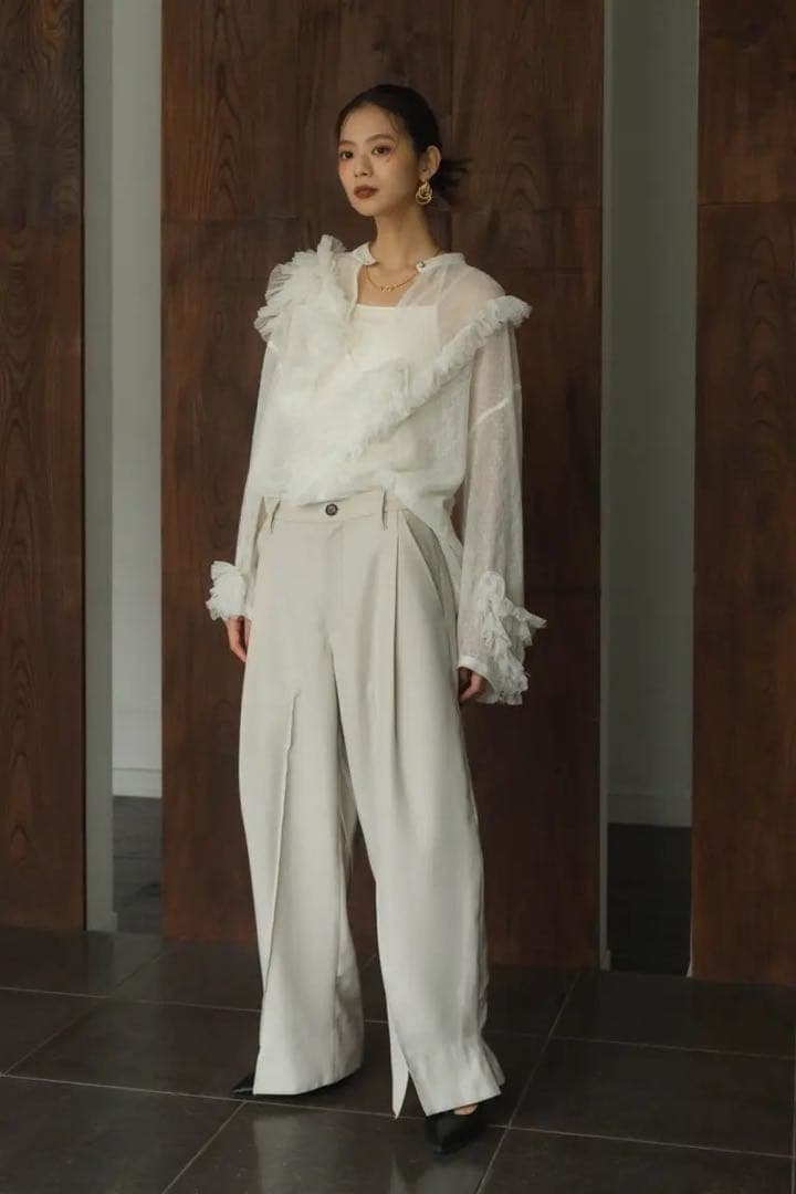 Knuth Marf tulle design blouse white 新品