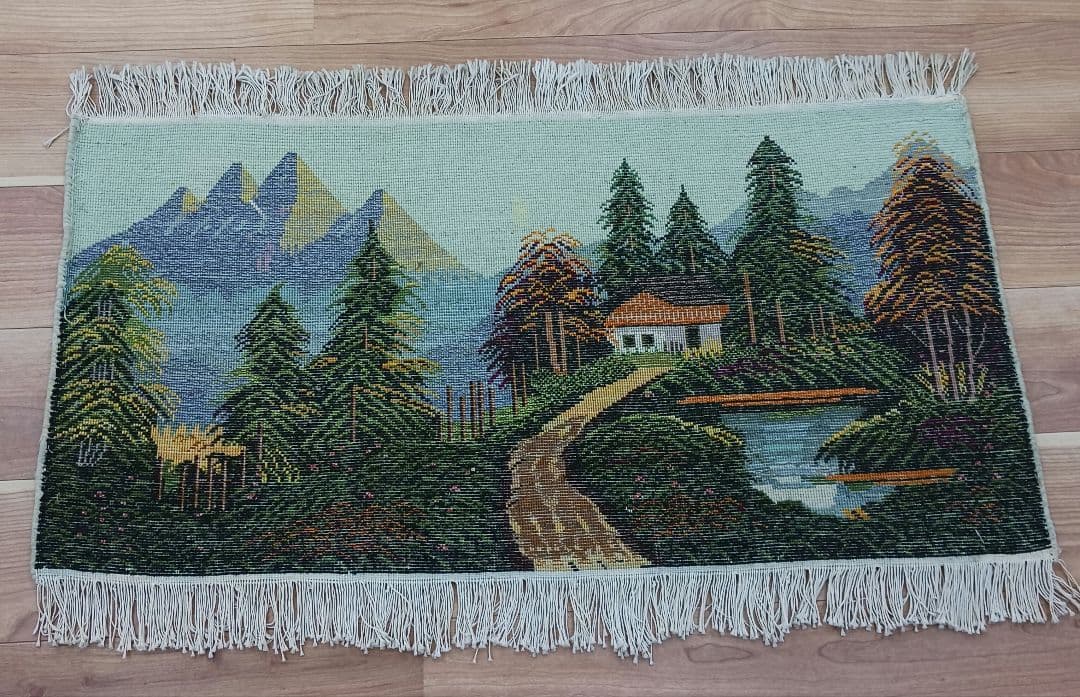 Y2181-4 ペルシャ絨毯 タブリーズ ウール 手織り 絵画 94×47㎝