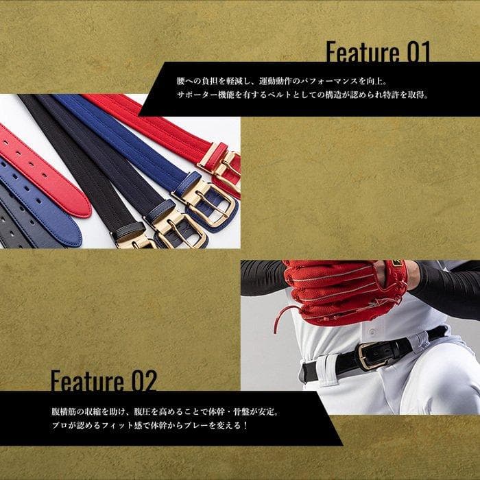 特別価格　箱なし　野球専用ベルト　コアエナジー 3　レッド /シルバー　ベルト
