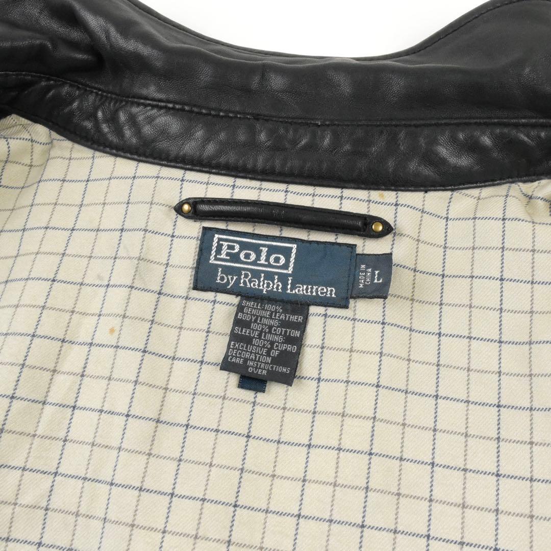 90s Ralph Lauren Leather Jacket BLACK L！