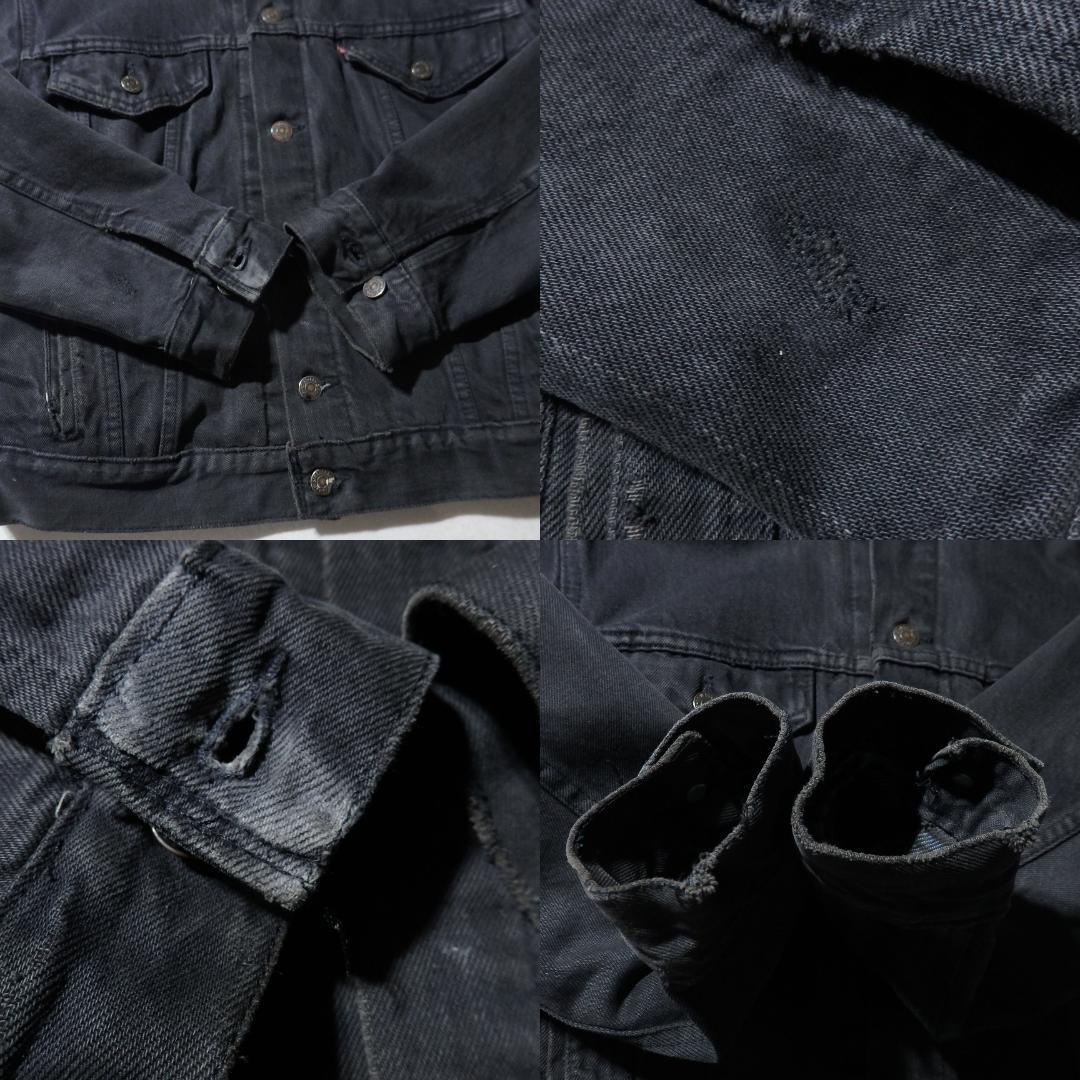 希少USA製 Levi's 70417 ブラックデニムジャケット 裏地チェック