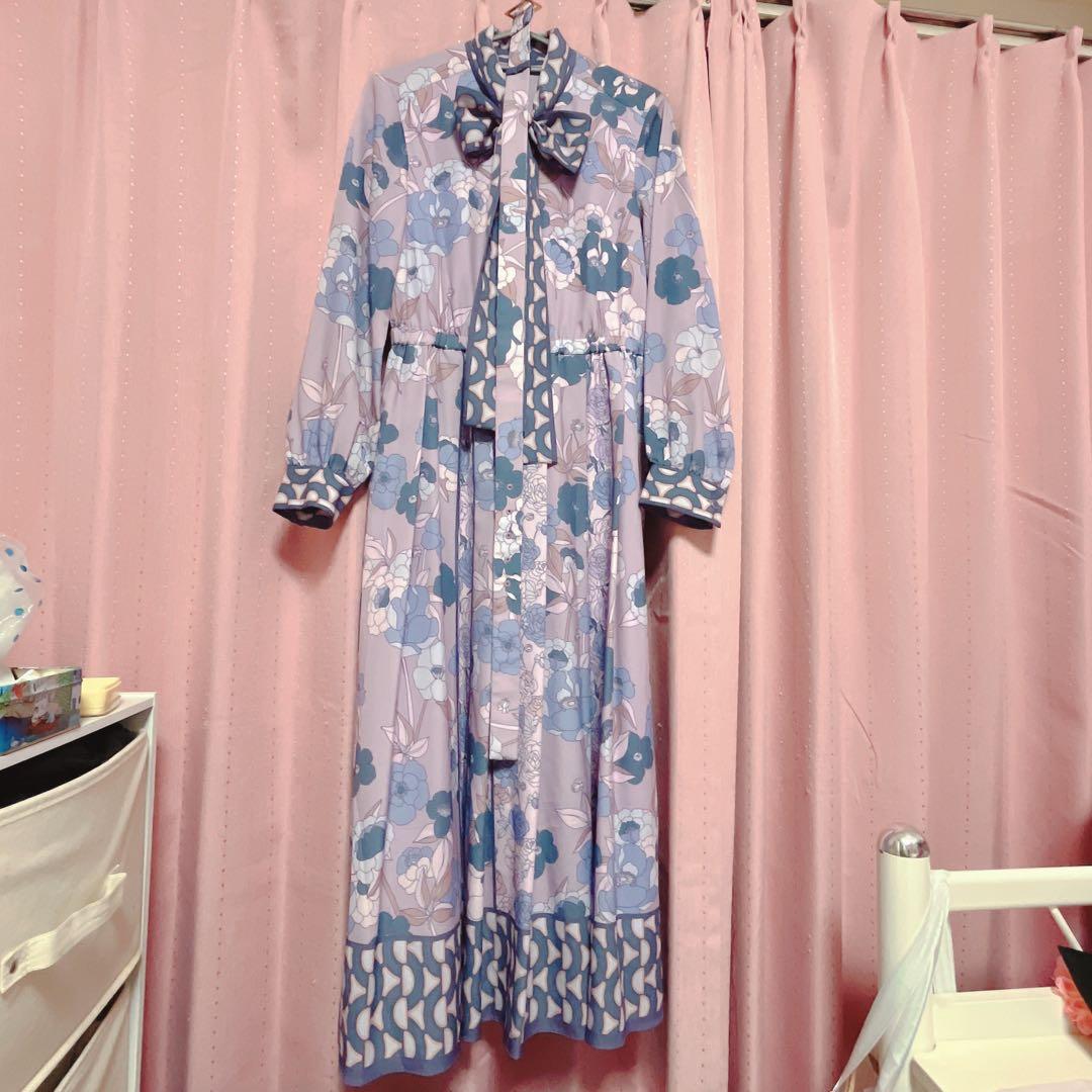 【極美品】グレースコンチネンタル フラワープリントタックワンピース/36