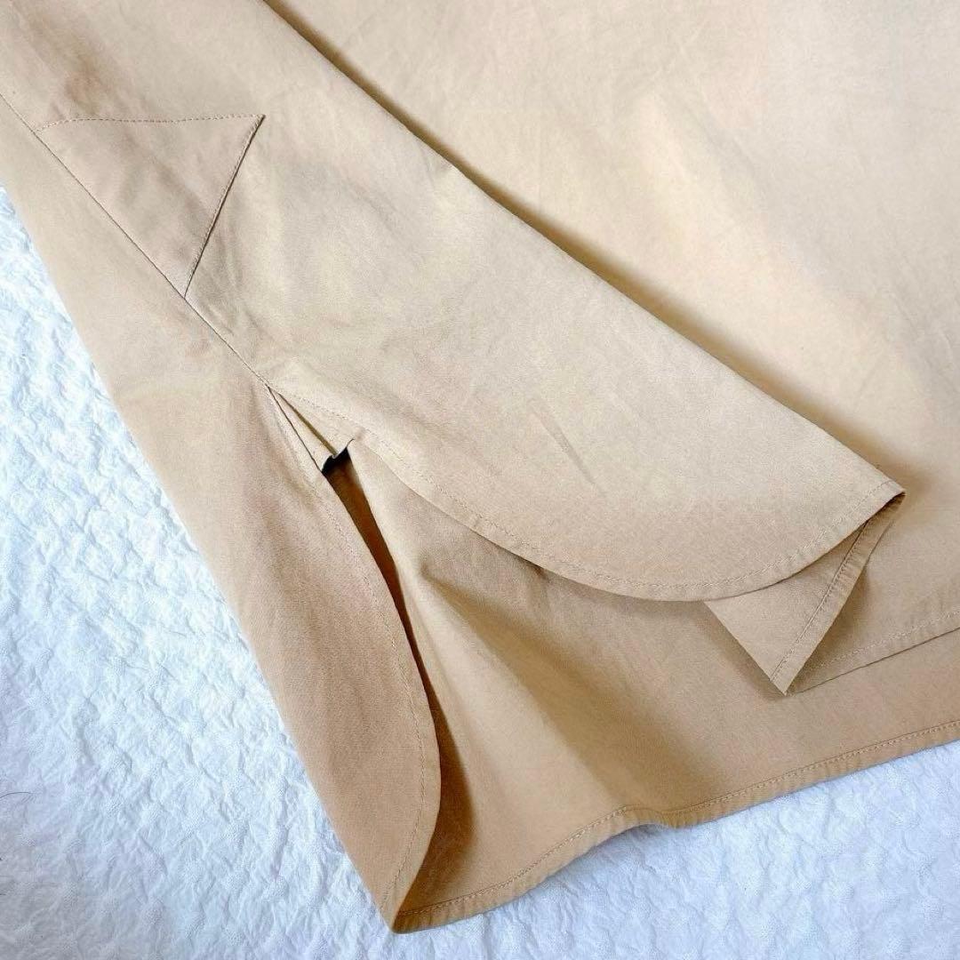 HERMES Hロゴ刺繍　アシンメトリーシャツワンピース 長袖　ロゴボタン