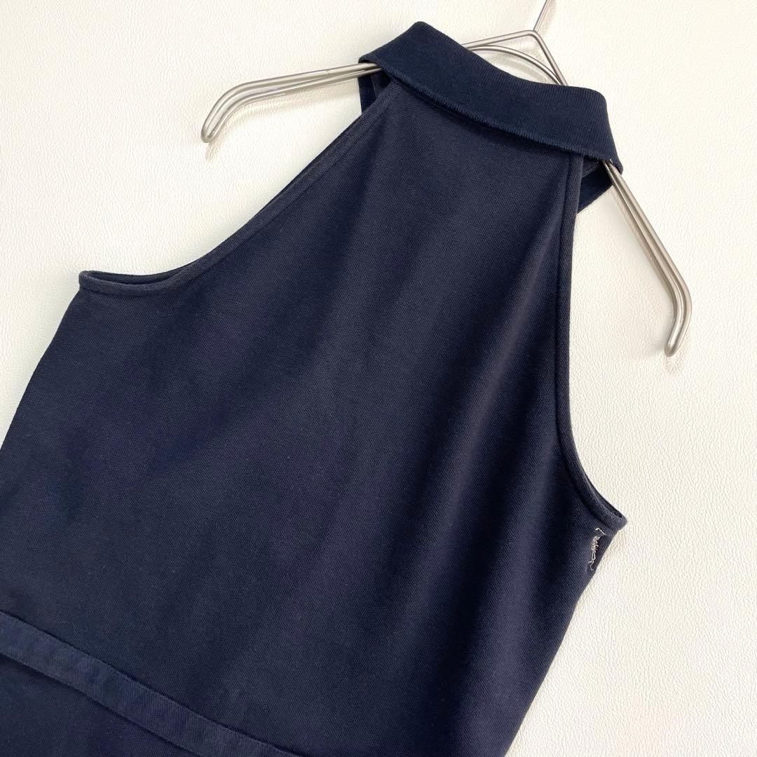 6167◆マークアンドロナ　ノースリーブワンピース　ベルト付き　ゴールド