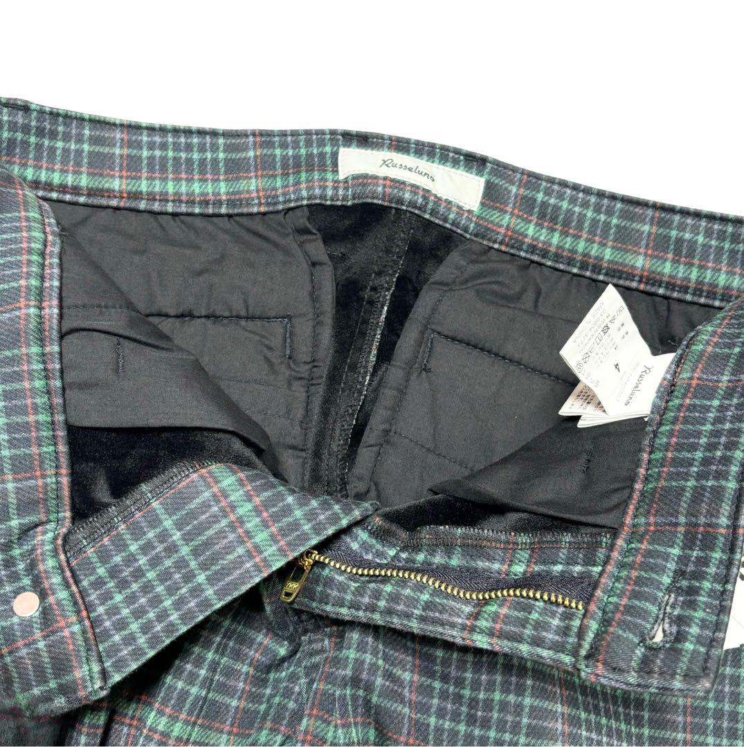 新品 ラッセルノ ゴルフ ストレッチ ウォーム チェック パンツ ネイビー M