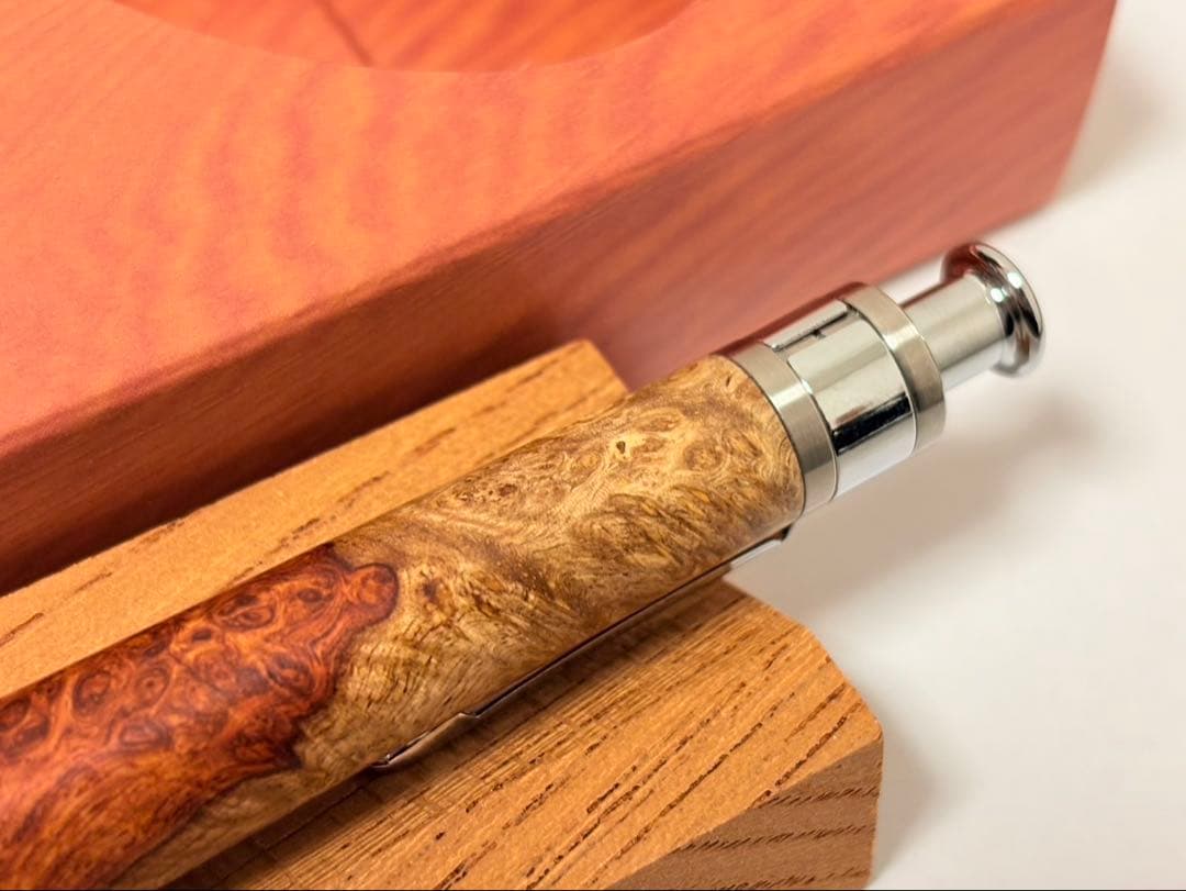 【真鍮パイプ】工房楔 花梨紅白 こぶ杢 シャープペンシル 0.5mm ペンシル楔