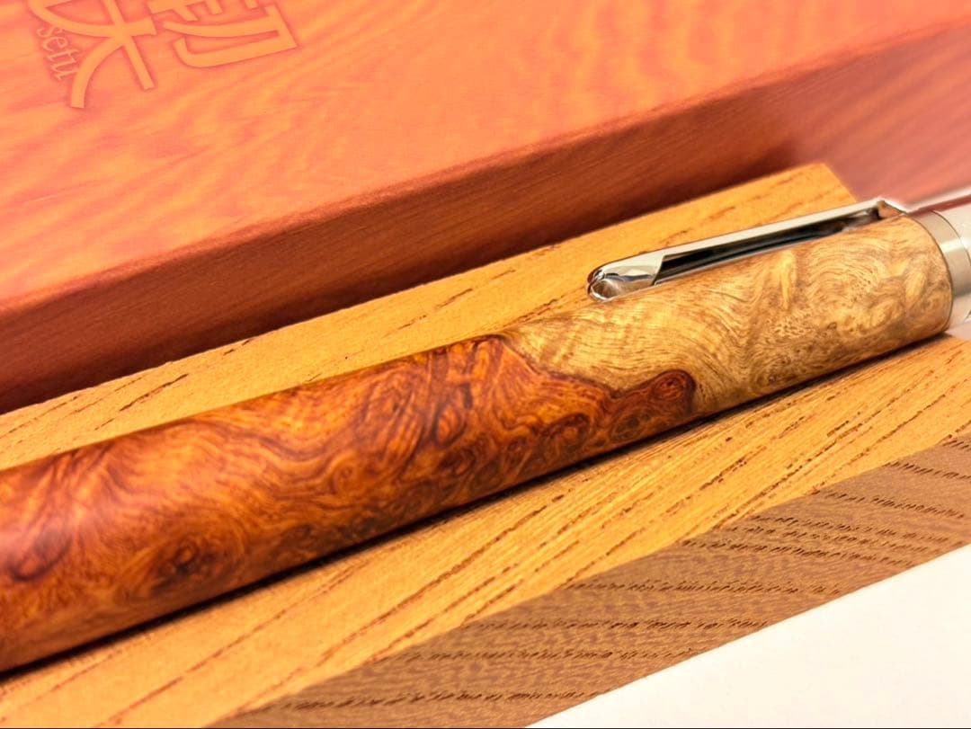 【真鍮パイプ】工房楔 花梨紅白 こぶ杢 シャープペンシル 0.5mm ペンシル楔