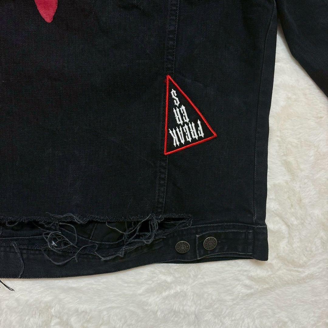 DIESEL ブラックデニムジャケット　ダメージ　ワッペン　黒　 M