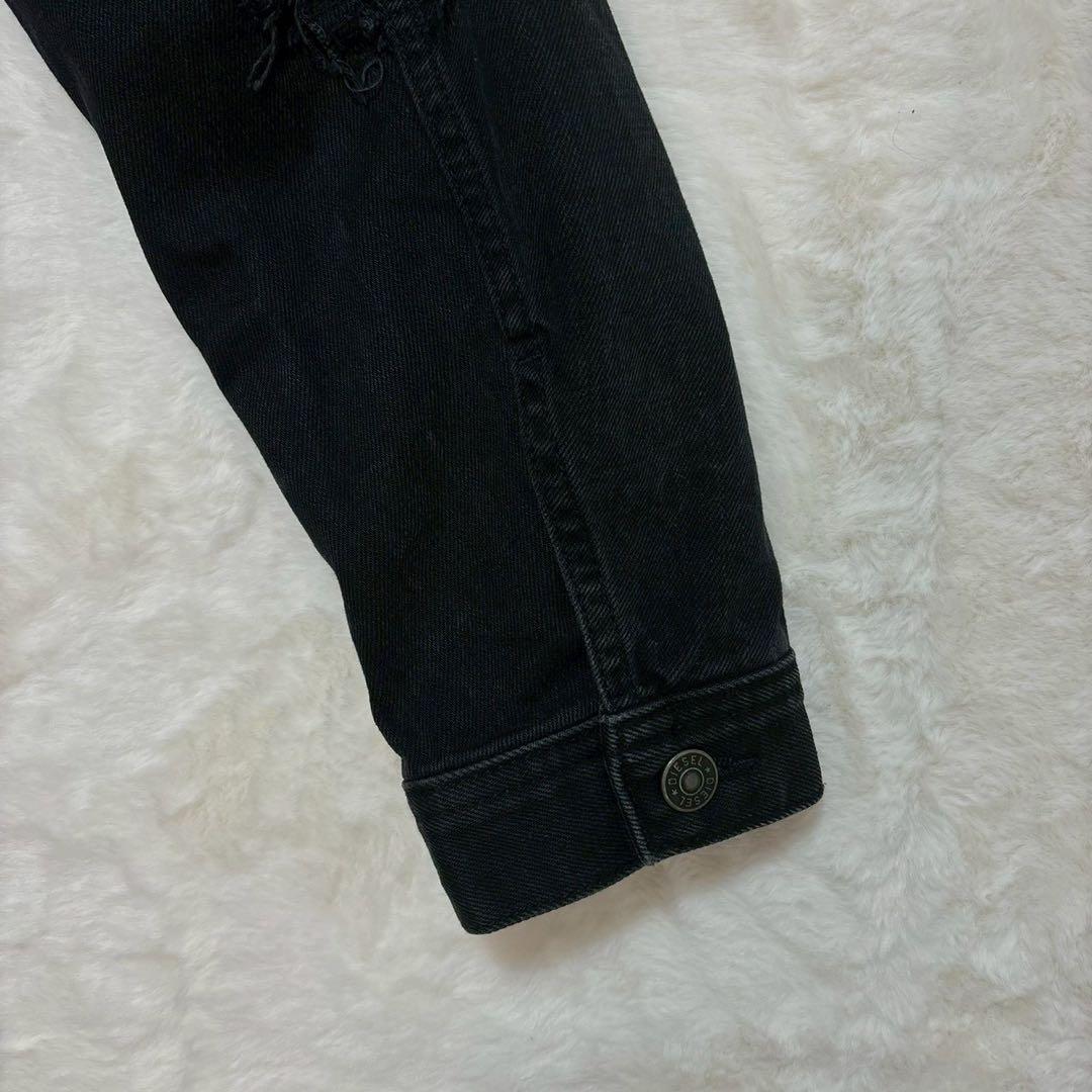 DIESEL ブラックデニムジャケット　ダメージ　ワッペン　黒　 M