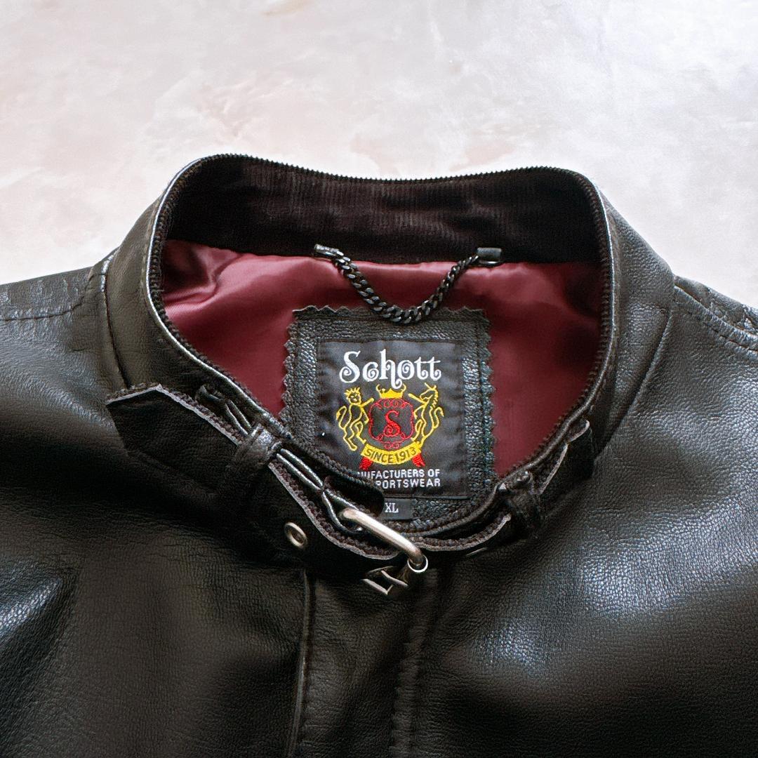 【美品】Schott シングルライダースジャケット ゴートレザー XL