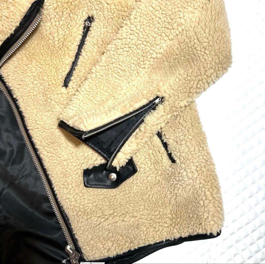 新品【レトログレード】シープ トリム ボア ライダース ベージュ （Ｌ）