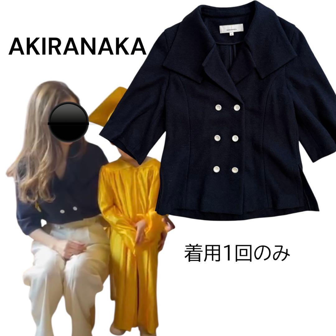 AKIRANAKA ネイビー ダブルブレストウールシャツ　美品