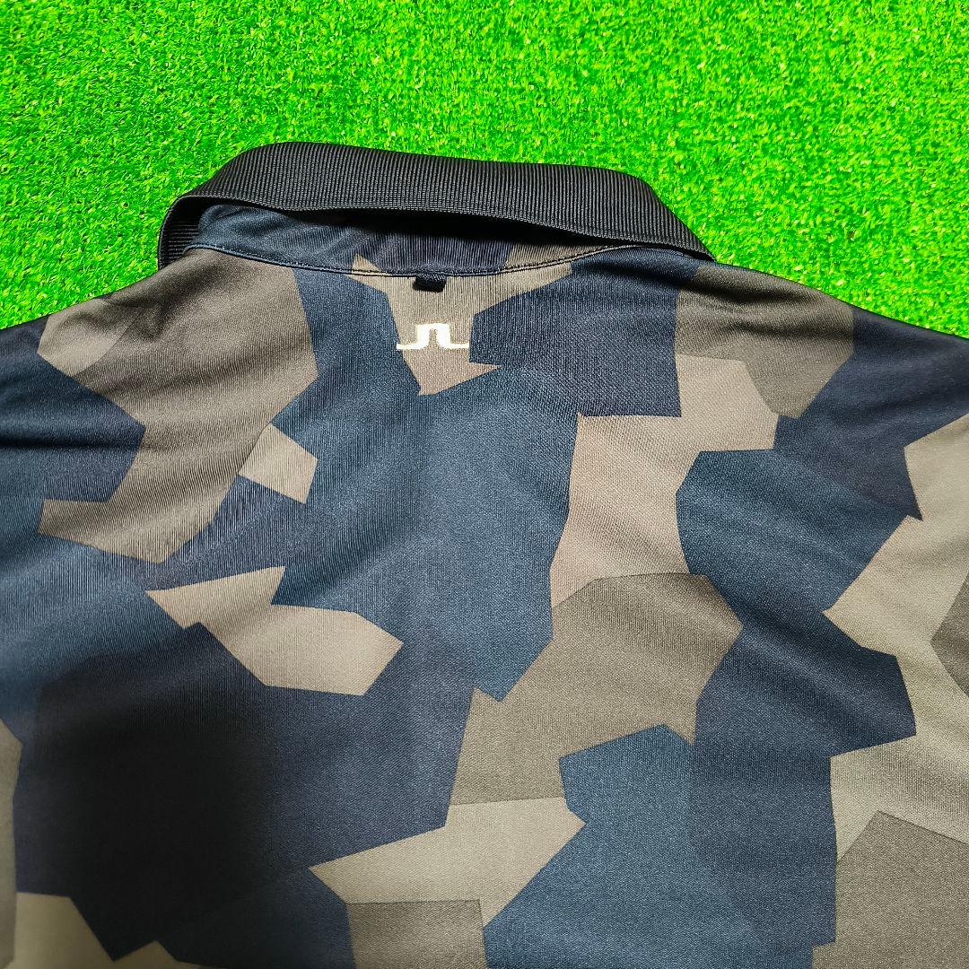 J.LINDEBERG GOLF 迷彩柄 半袖ポロシャツ S グレー×ネイビー