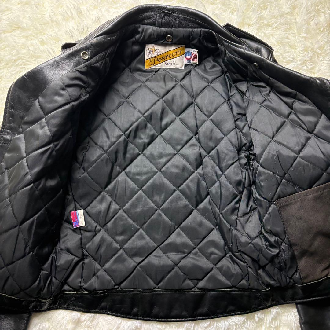 【米国製】schott ライダースジャケット　618 本革　ブラック　36