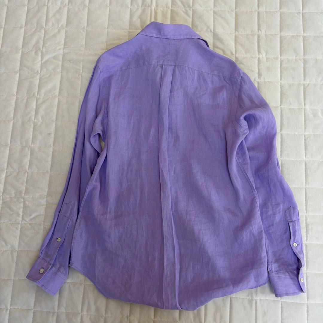 美品☆ラルフローレン　リネン100% パープルシャツ　LからXL