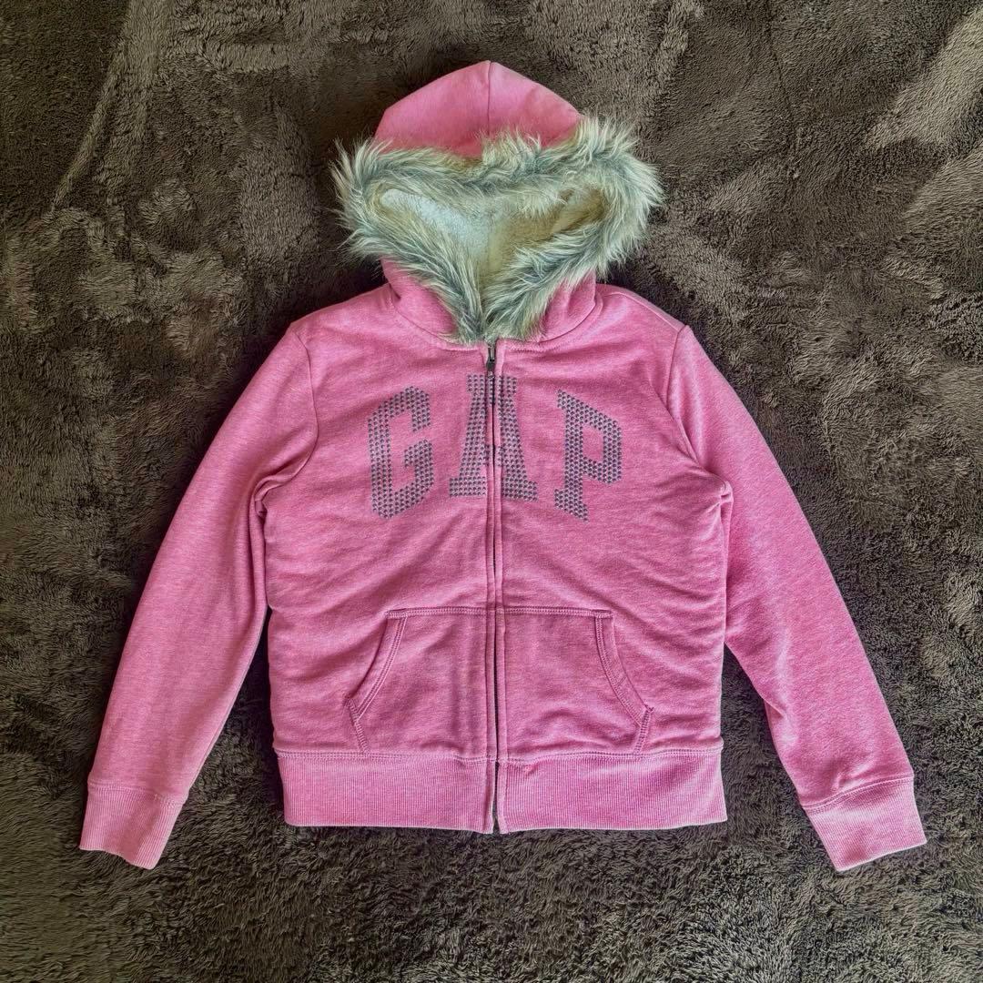 【希少】00s archive GAP fur zip hoodie Y2K