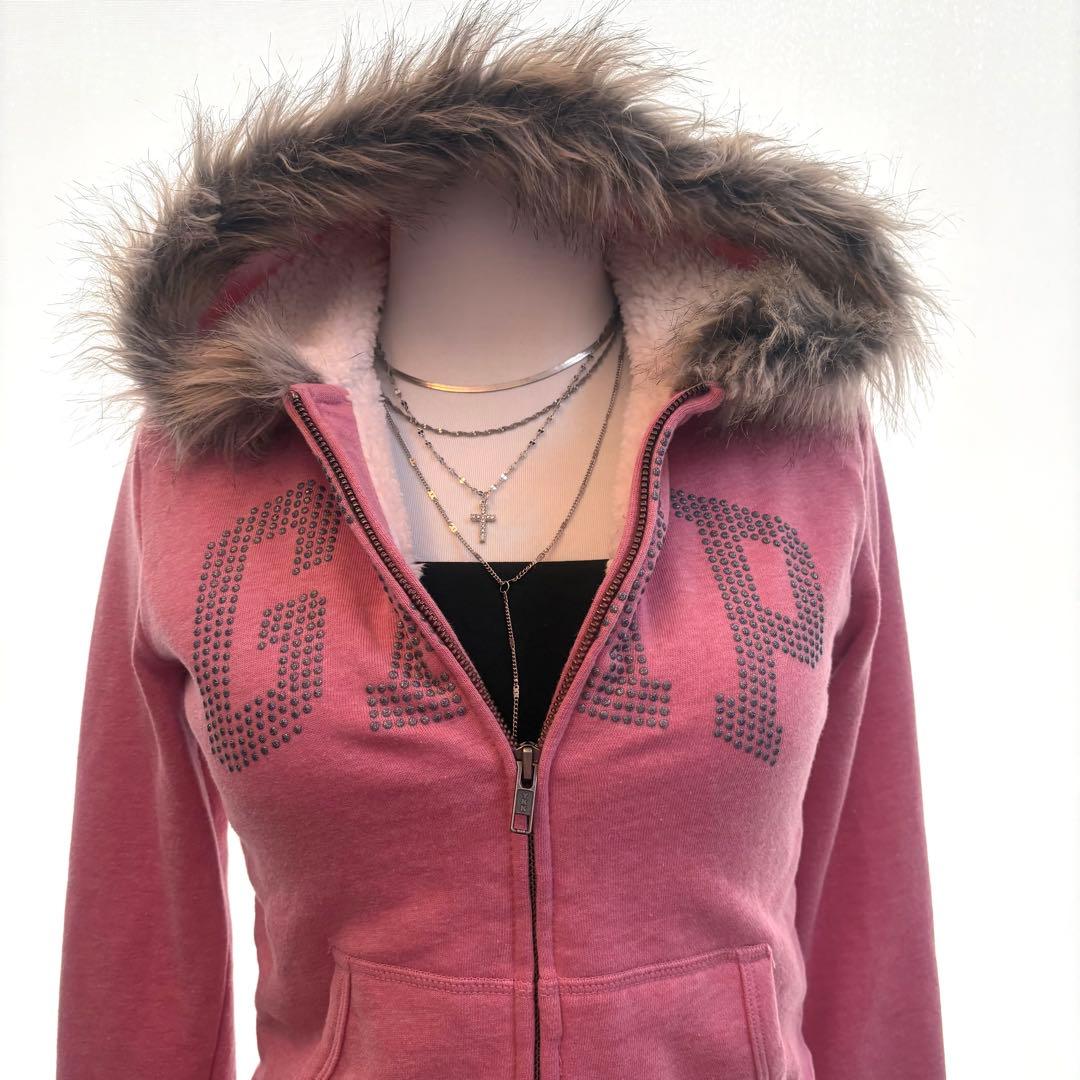 【希少】00s archive GAP fur zip hoodie Y2K