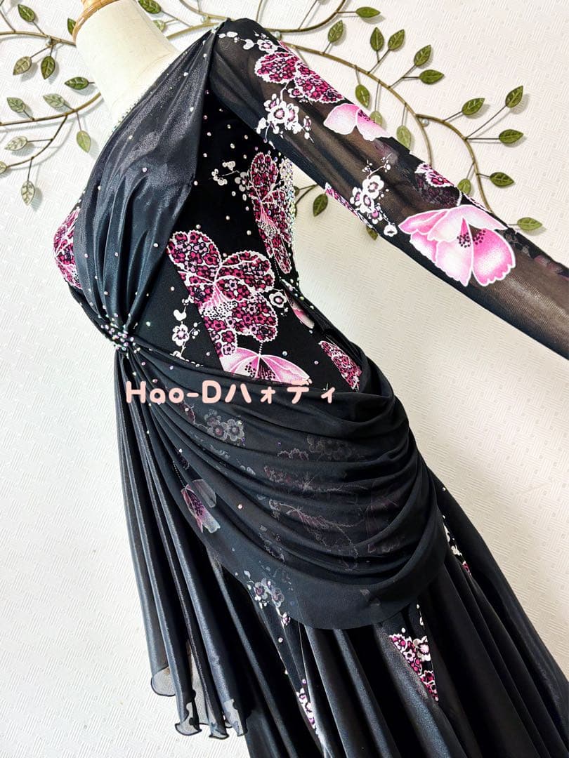 新品★スムース★パソ★スタンダード★社交ダンス★パーティー★和風花柄★SM
