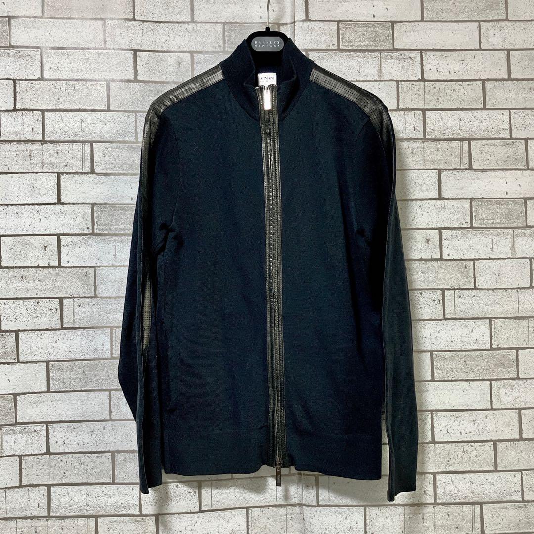 【希少】【armani】ラムレザー　ブラック　アルマーニ　ドライバーズニット