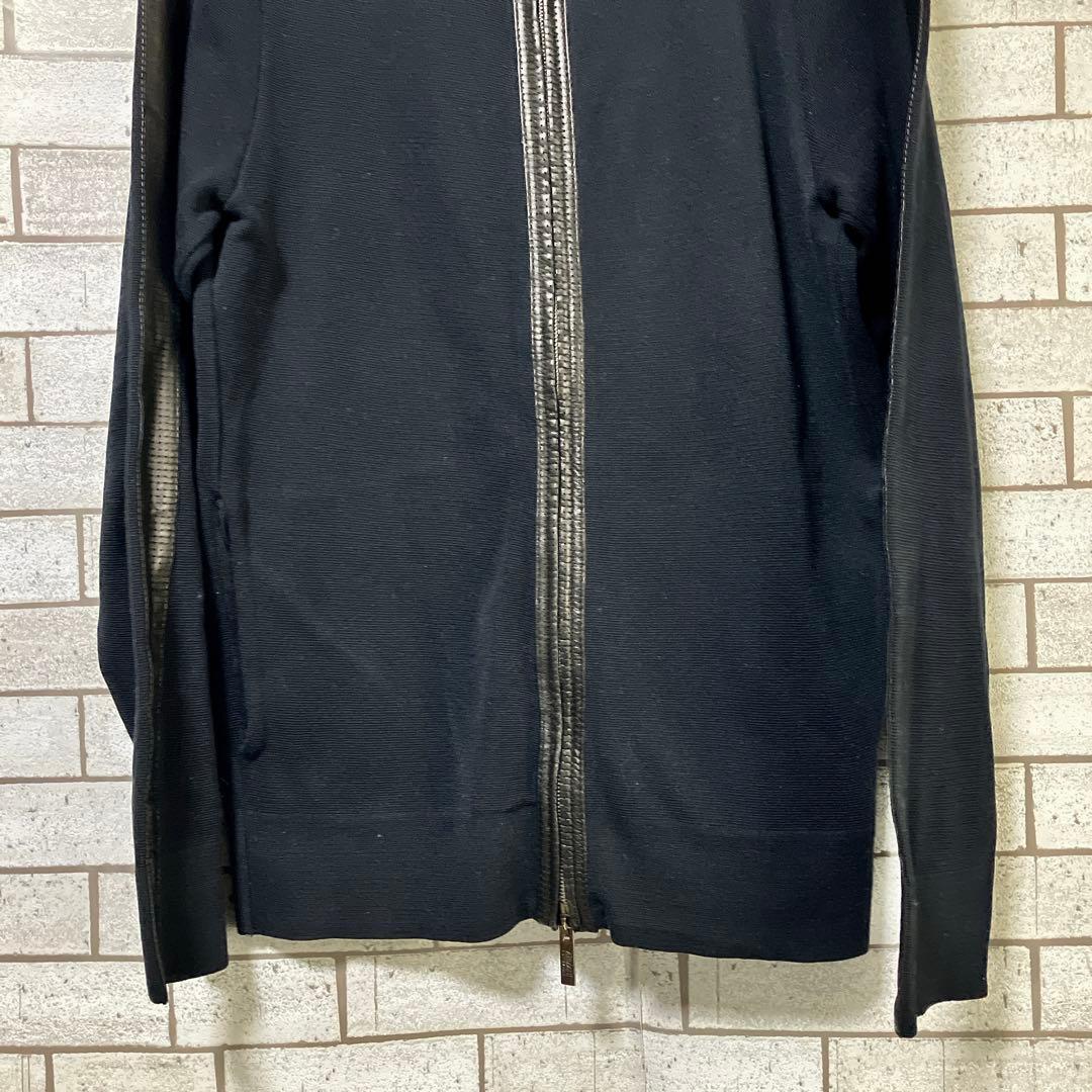 【希少】【armani】ラムレザー　ブラック　アルマーニ　ドライバーズニット