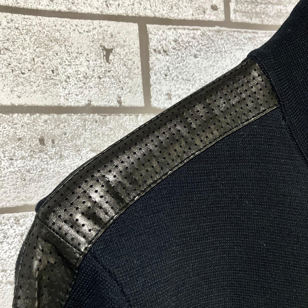 【希少】【armani】ラムレザー　ブラック　アルマーニ　ドライバーズニット