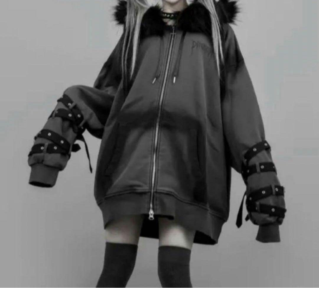 新品　【DIMREM】超ハトメファーフードパーカー　dimmoire